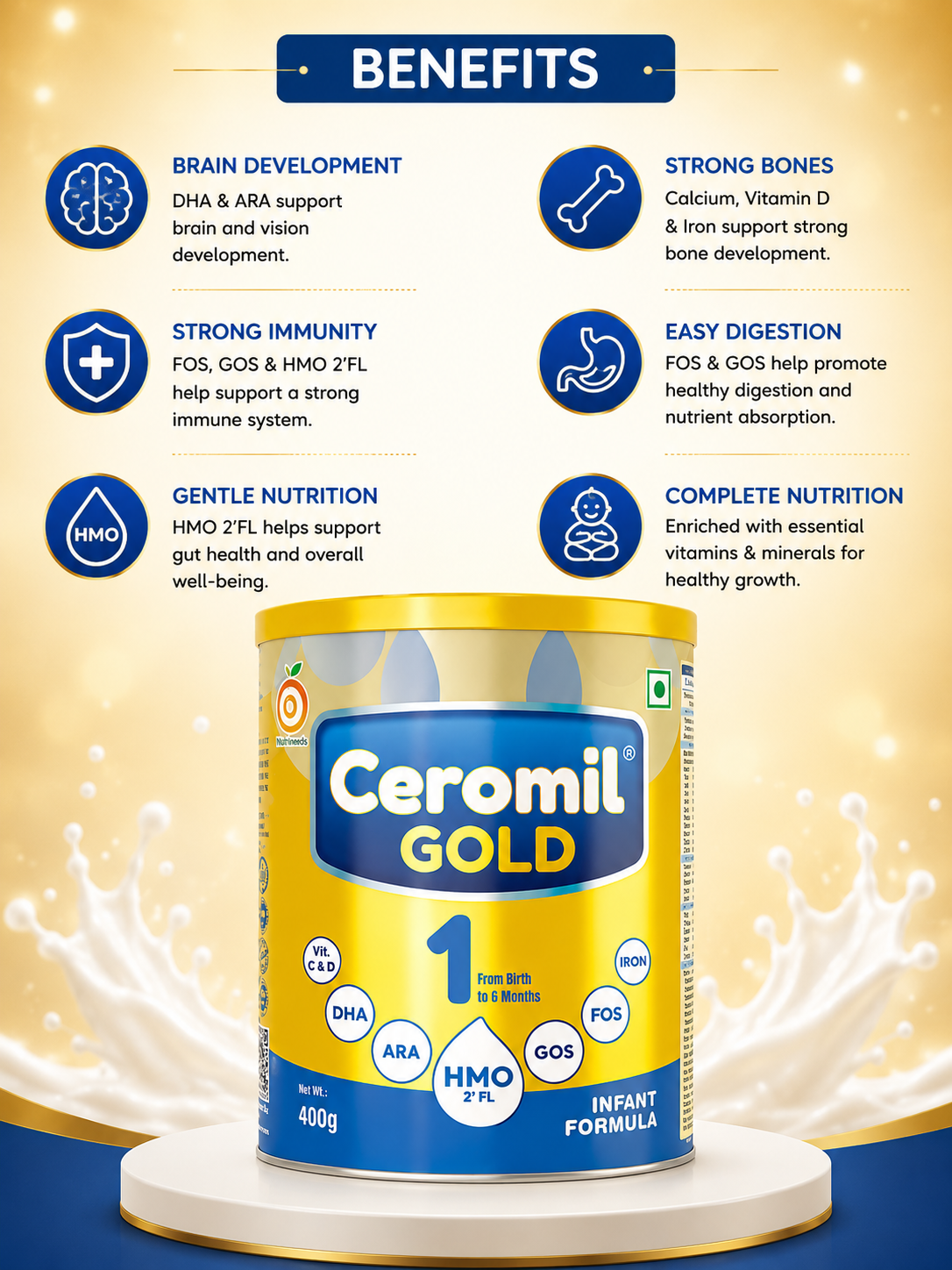Ceromil Gold 1 Infant Formula Powder - 400 g (From Birth to 6 Months)