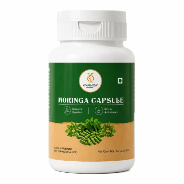 Atharveda Organic Moringa Capsules Front Packaging